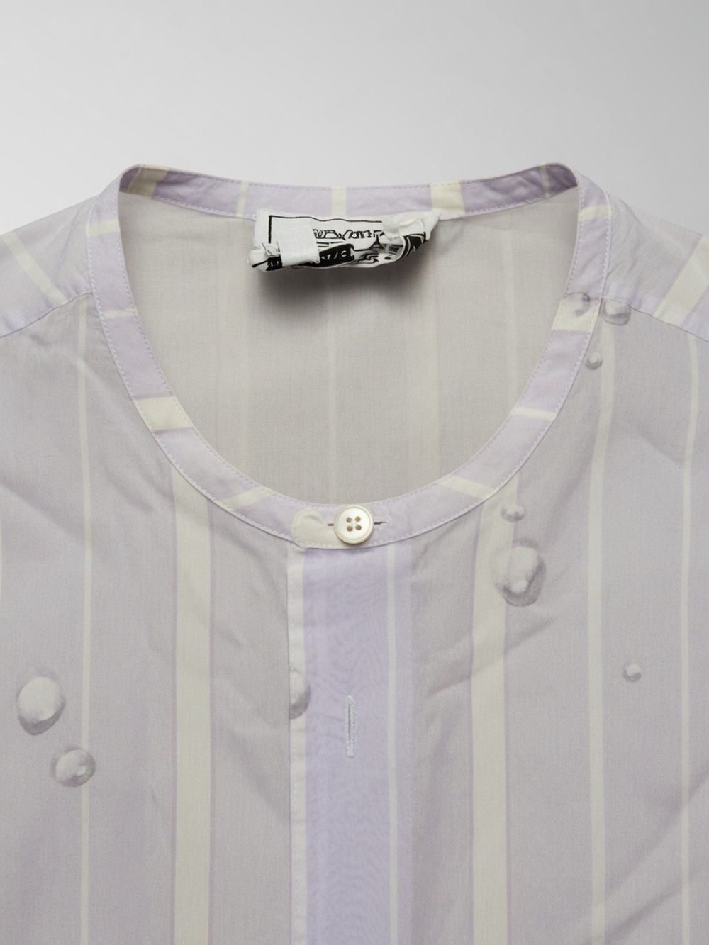 Hermes Lavender and Cream Striped Round-Collar Shirt
